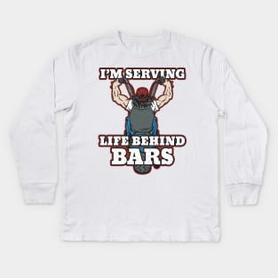 Biker Male I'm Serving Life Behind Bars Kids Long Sleeve T-Shirt